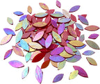 120 Pcs Iridescent Red Petal Mosaic Tiles, Hand Cut Stained Glass Petals by KALUCION