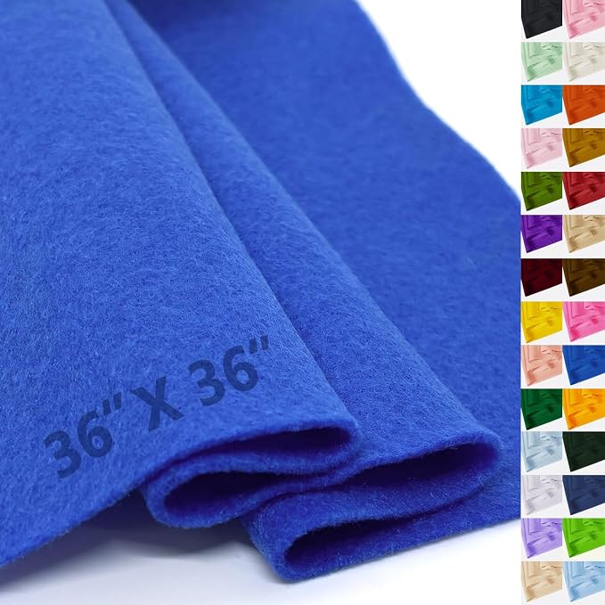 Royal Blue Felt Fabric 36" X 36", 1.6mm Thick Soft and Durable Flexible Craft by FANOMMI
