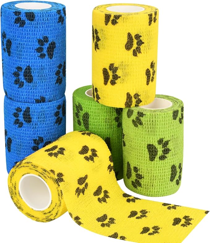 6pcs 3" Self Adhesive Bandage Wraps Paw Prints A | by FGBNM