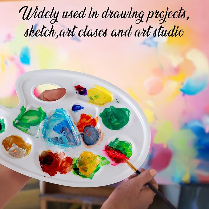 FANDAMEI 20 PCS Oval Paint Tray Palettes, Plastic Paint Tray Palette, Paint - Image 6