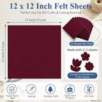 12" x 12" Felt Sheets for Crafts, 2mm Stiff Felt Fabric, Burgundy | 2mm Thick - Image 3