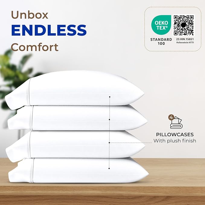 Thread Spread 100% Egyptian Cotton King Size Pillow Cases Set of 4 - Image 3
