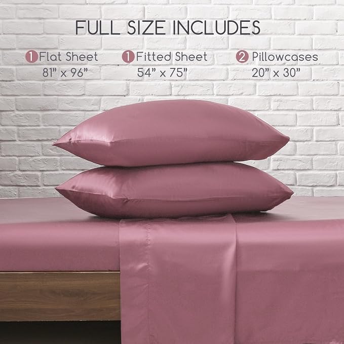 MR&HM Satin Bed Sheets, Full Size Sheets Set - Image 7