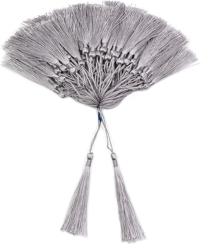 VAPKER 100 Pieces Silver Tassels 13cm/5-Inch Silky Handmade Soft Floss by VAPKER