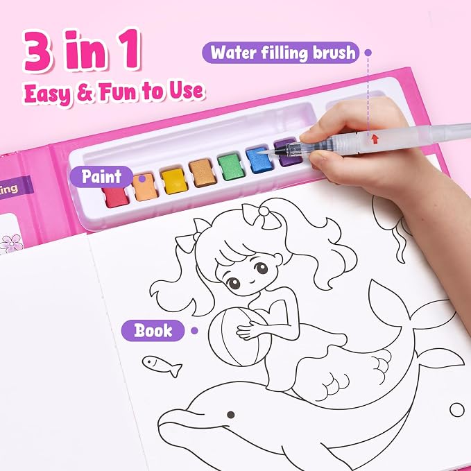 JoyCat Paint with Water Coloring Books & Shimmer Art | Princess Art & Craft - Image 3