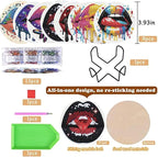 8 Pack Diamond Art Coasters, Sexy lips Diamond Painting Coasters Kits | Lips - Image 2