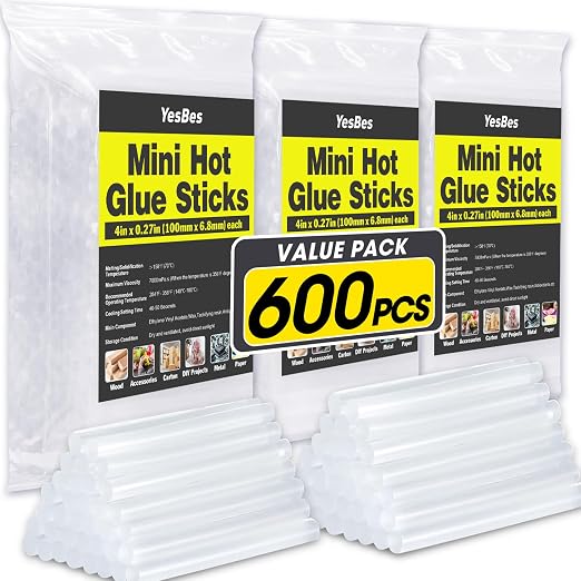 600 Pack Mini Hot Glue Sticks by YesBes
