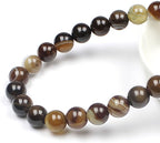 MJDCB Natural Stone Beads Coffee Stripe Agate Round Loose Beads - Image 2