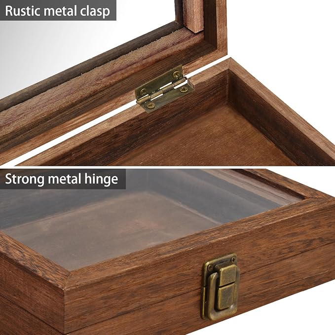 MOOCA Tempered-Glass Top 2 pieces Set Small Wooden Jewelry Display Case - Image 7