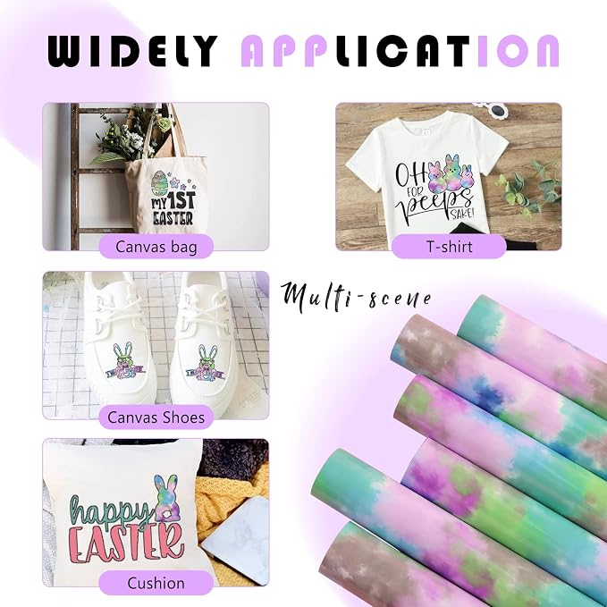 Tintnut Purple Tie Dye Heat Transfer Vinyl, PU HTV Sheets, easy cut & weed - Image 5