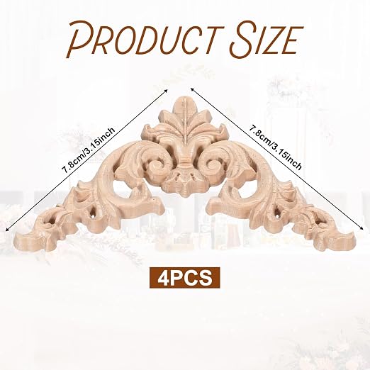 4 Pcs Wood Appliques for Furniture, Victorian Furniture Decorative Wood Trim - Image 2