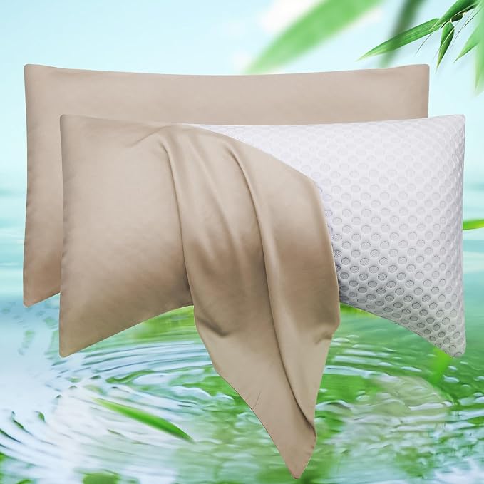 Cooling Crescent Side Sleeper Pillow Cases King Size Set of 2 by ELIBABA