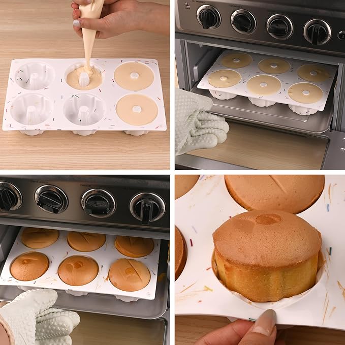 HUAKENER 2 Pcs Mini Fluted Cake Pan, 6-Cavity Fluted Tube Cake Pan, Non-stick - Image 3