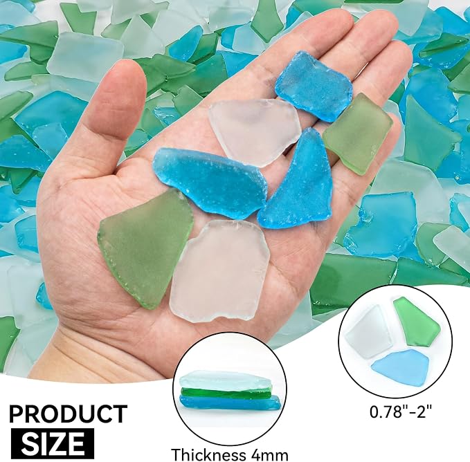 Keedolla Tumbled Sea Glass for Crafts - 10 OZ Flat Frosted Seaglass Pieces - Image 2