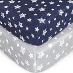 Crib Sheets for Boys or Girls 2 Pack, Fitted Crib Sheet for Standard Size Crib by Moonsea