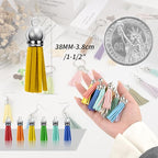 120 Pack Leather Keychain Tassels Charms Silver White Cap Multicolor Tassels - Image 3