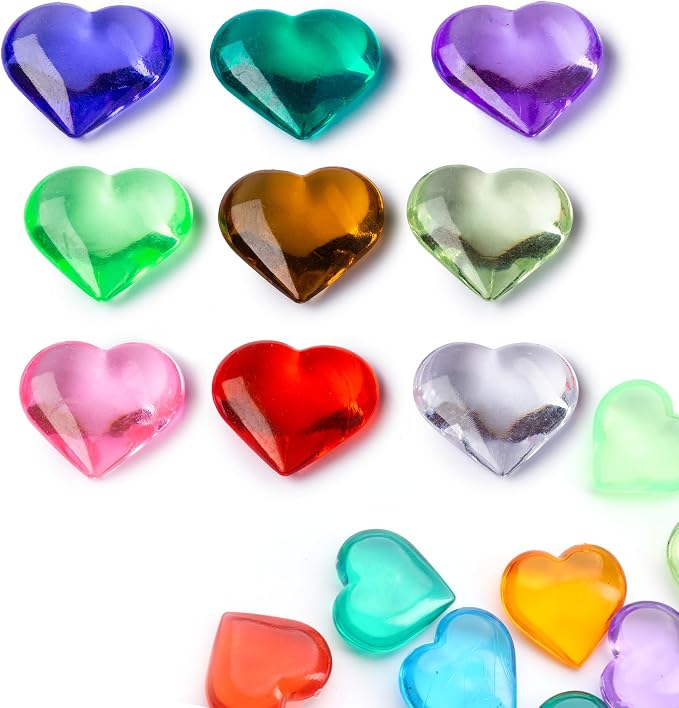 Heart Gems - Gemstones and Crystals - Pack of 145pcs Vase Filler - Jewels by YourelaxYourmachineswork