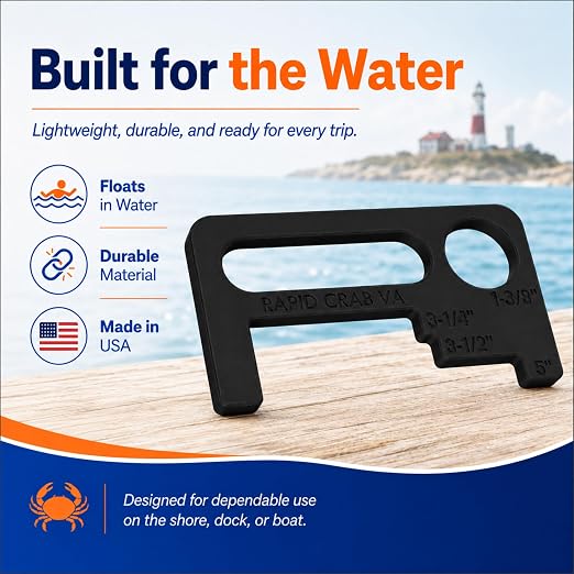Crab Measurement Tool for Blue Crabs & Clams | VA Regulation 3.25-3.5" Peeler - Image 3