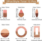FASHEWELRY 12Pcs Resin & Wood Pendants Two Tone Flat Round/Ring/Rectangle/Horse - Image 5