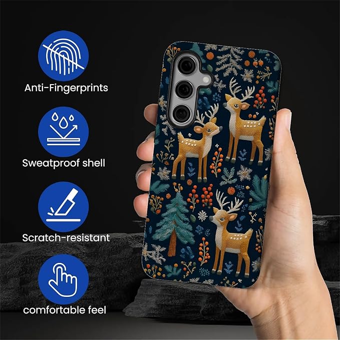 Case for Samsung Galaxy S24 Plus Case, Cute Christmas Reindeer Design Hybrid - Image 3