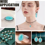 PH PandaHall 84pcs Synthetic Turquoise Stone Cabochons, 7 Sizes Blue Texture - Image 2