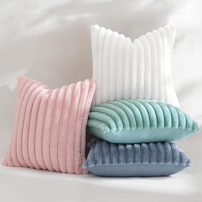 decorUhome Summer Cozy Faux Fur Throw Pillow Covers 12x20 Set of 2 Decorative - Image 5