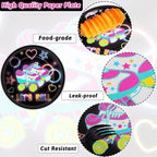 96pcs Roller Skating Party Supplies Tableware Set Retro Roller Skate Party - Image 4
