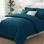 CozyLux Full Size Comforter Set Lyons Blue, 7 Pieces Bed in a Bag, All Season by CozyLux