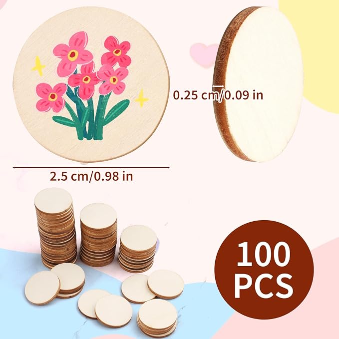 100 Pack Unfinished Wood Circles - Image 2