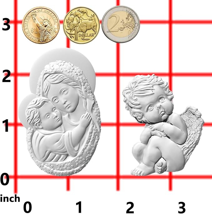 Art Molds for Polyclay Air Dry Clay Plaster, Carved Holy Family Mother and - Image 3