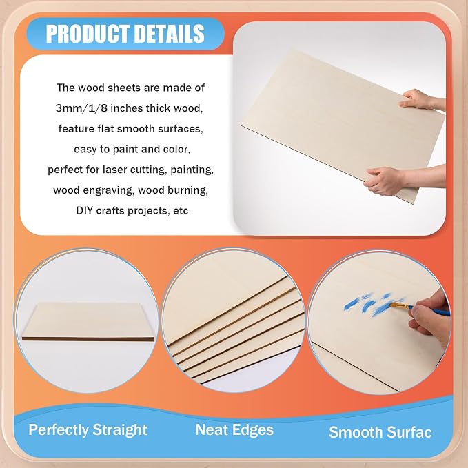 AWIZOM 6 Pack Basswood Sheets for Crafts-18 x 24 x 1/8 Inch- 3mm Thick Plywood - Image 3