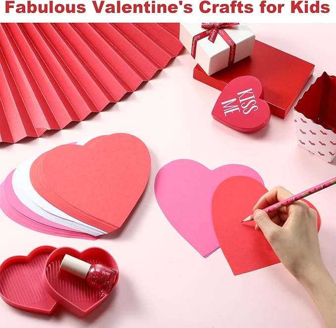 90 Pieces Heart Cutouts Paper Hearts Heart Shape Cards 5.5 Inches Large - Image 3