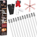 39 Feet Chimney Sweep Kit, Chimney Cleaning Kit with 12 Flexible White Chimney Rods, Chimney Brush for Sweeping Fireplace, Rotary Chimney Cleaning System Driven by Drill