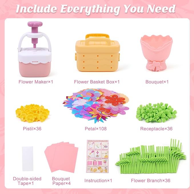 IQKidz Flower Bouquets Toy for Girls, DIY Arts and Crafts Kits for Kids Ages - Image 2