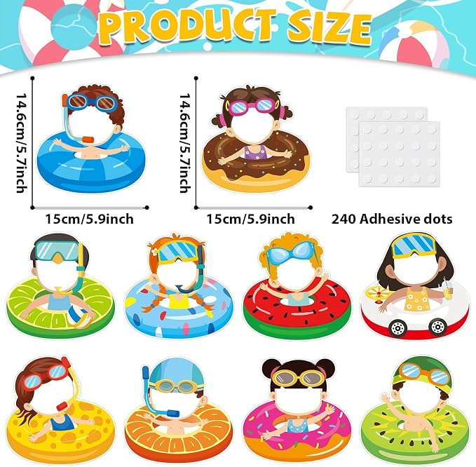 gisgfim 80Pcs Summer Cutouts Swim Ring Decorations Bulletin Board Summer - Image 2