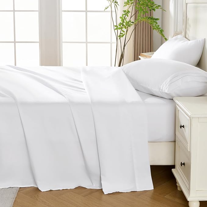 ROSE&RISY White Full Sheet Set, 4 Pieces Soft Bedding Sheet Set, Breathable and - Image 3