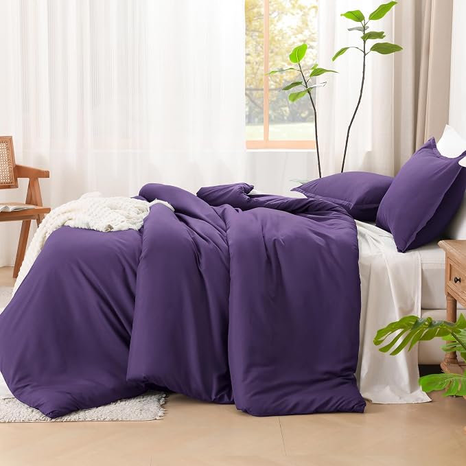 Litanika Dark Violet Purple Comforter Set California King Size, 3 Pieces Cal - Image 5