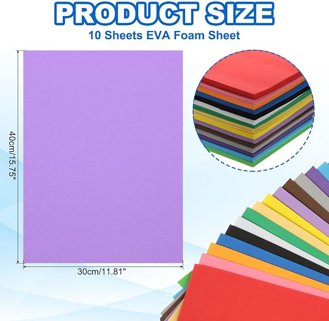 PATIKIL 10Pcs Light Purple EVA Foam Sheets, 15.7 x 11.8 Inches 1mm Thick Foam - Image 2