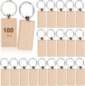 JUXYES 100 PCS Unfinished Wooden Keychain Blanks by JUXYES