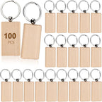 JUXYES 100 PCS Unfinished Wooden Keychain Blanks by JUXYES