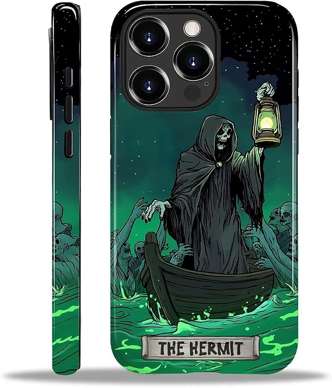 ZHEGAILIAN Case for iPhone 15 Pro, The Hermit Night Skull Durable Shockproof by Home