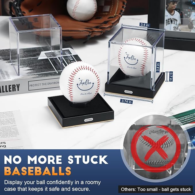 JupDec Baseball Display Case for Single Autograph Ball, UV Protected Stand Box - Image 5