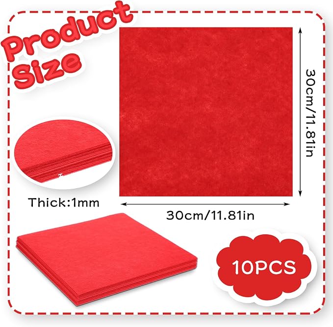 12" x 12" Squares Felt Sheets Fabric, 1mm Thick Halloween Christmas Fabric Fall - Image 2