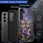 for Samsung Galaxy S24 Case, Stained Glass Dragonfly Pattern Glossy 2 in 1 - Image 3