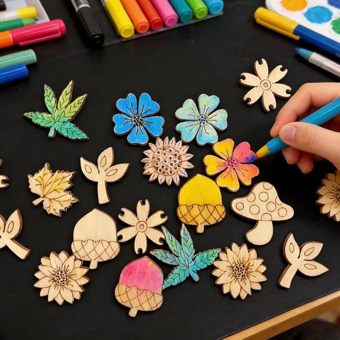 100 Pcs Unfinished Wooden Cutouts Mini Nature Shapes | DIY Craft Supplies - Image 4