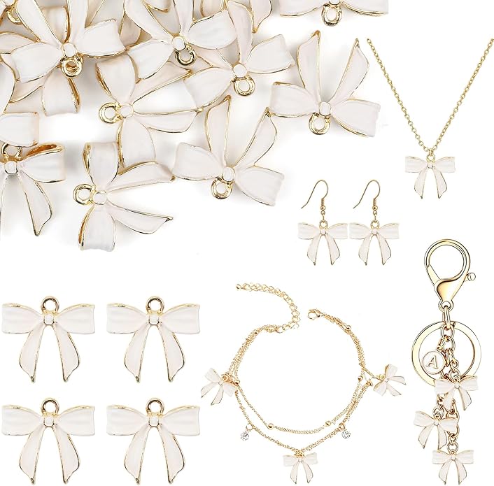 Bow Charms for Bracelet Jewelry Making Cute Bracelet Charms | 18Pcs, Bow Charms by Unknown