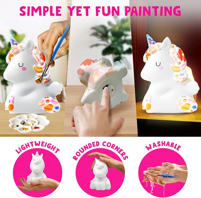 Goodyking Paint Your Own Unicorn Lamp Art Kit, DIY Night Light, Arts & Crafts - Image 4