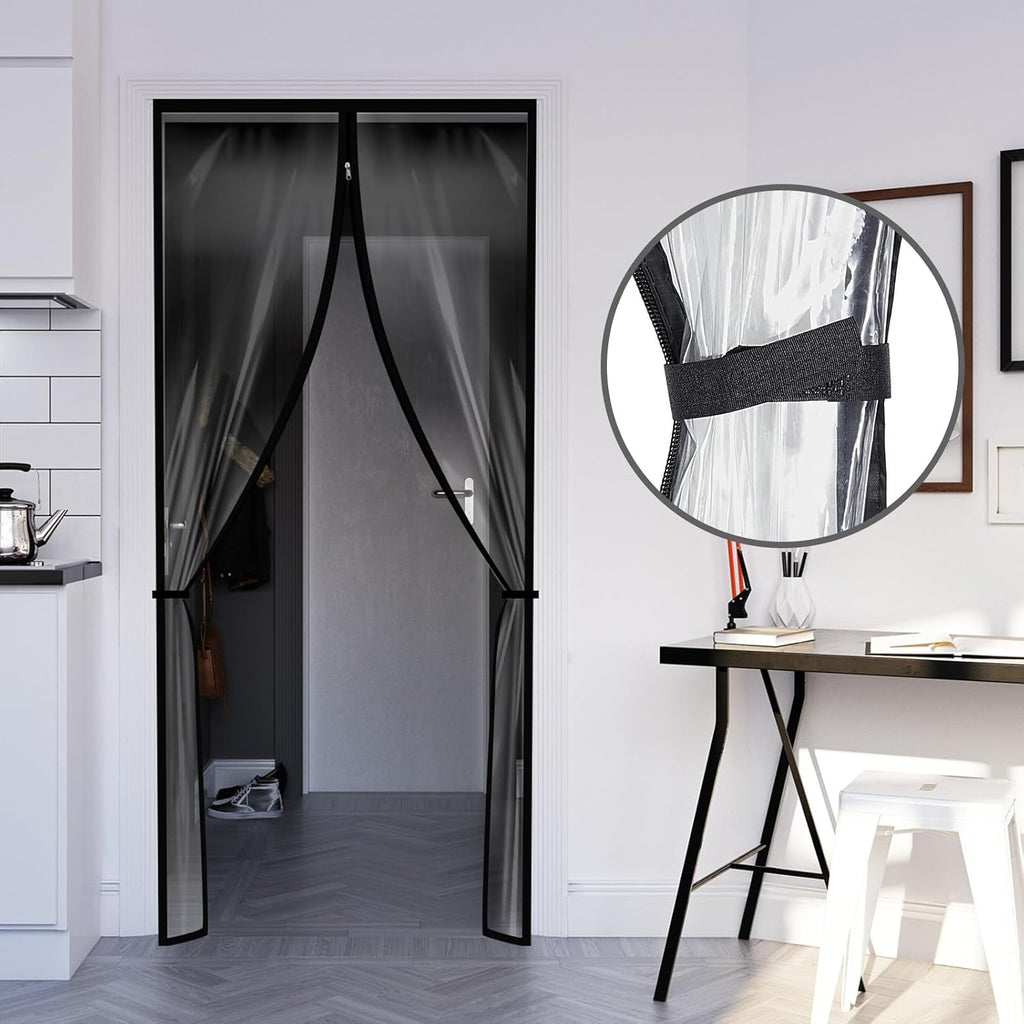 Amylove Zipper 60 x 102 Inch Dust Barrier Door Kit Construction Door Barrier 5 x 8.5 ft Reusable Plastic Curtain Cover Containment Standard Doorway Temporary Wall Screen Sheeting for Bathroom Hallway