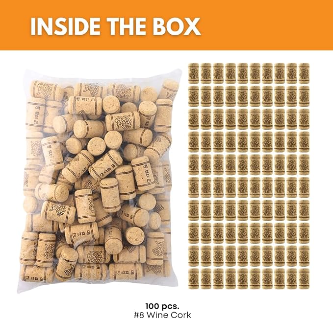 FastRack Bag of 100, #8 Straight Wine Corks - Image 2