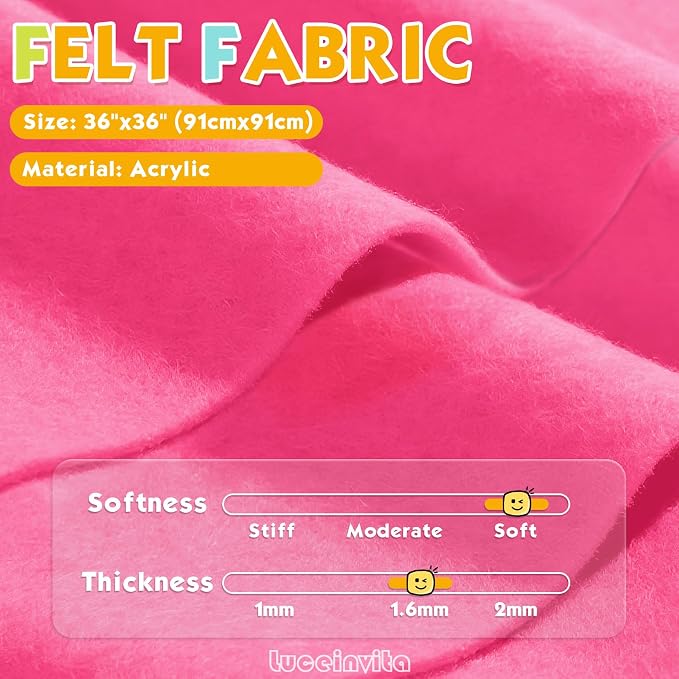 Pink Carnation 36" X 36" Felt Fabric Sheet - Image 2